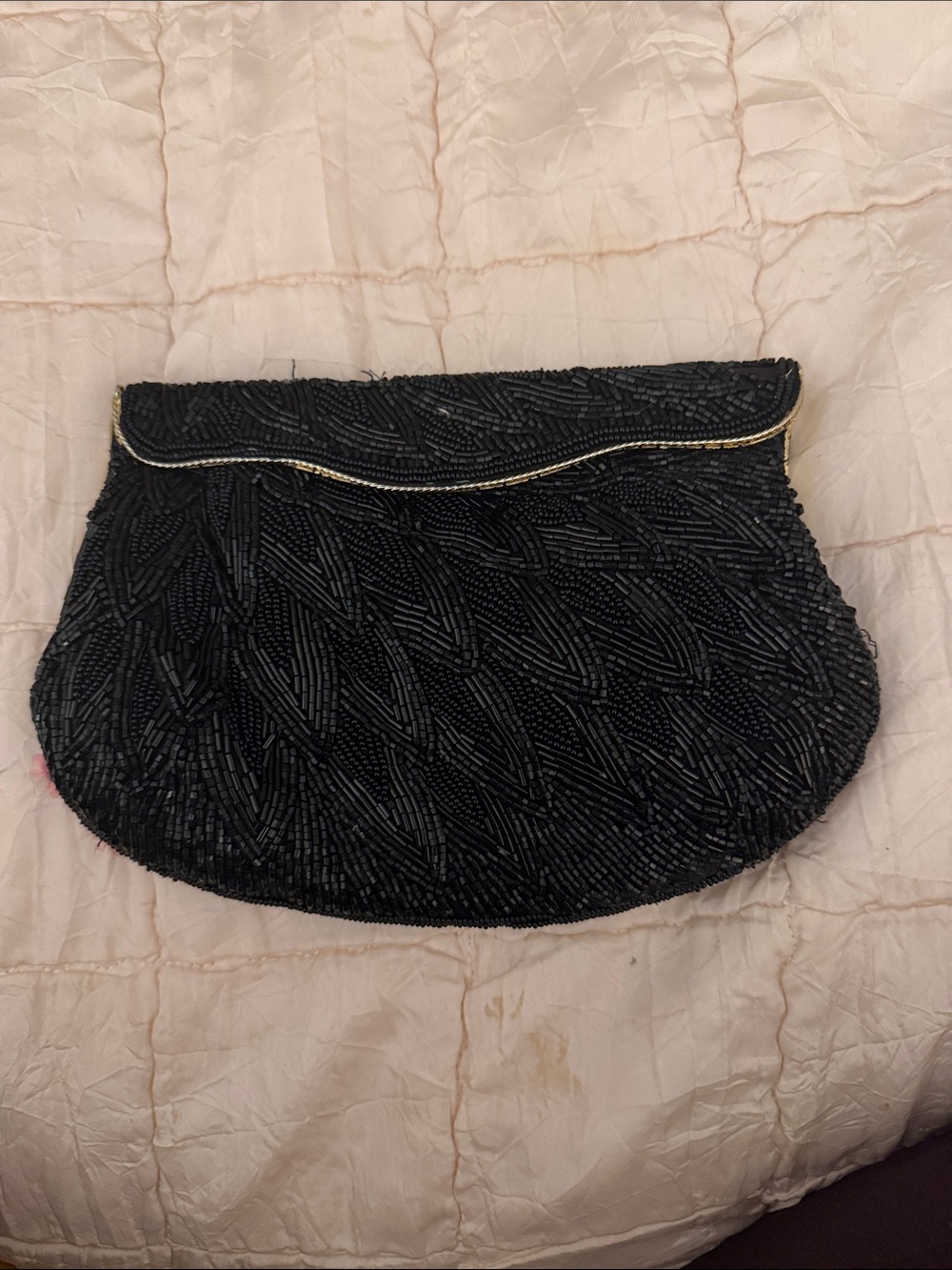 Black Beaded Evening Clutch Bag
